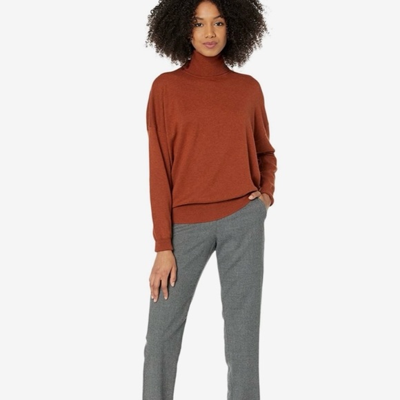 MADEWELL Brookhaven Turtleneck Wool Blend Sweater Rust Brown - Picture 3 of 10